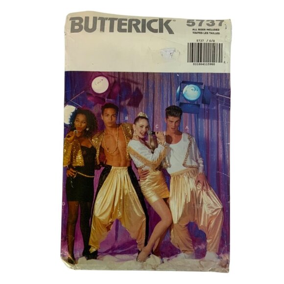 Vintage Butterick 5737 Misses & Mens Dance Costume Sewing Pattern XS-XL 1991 - Picture 1 of 4